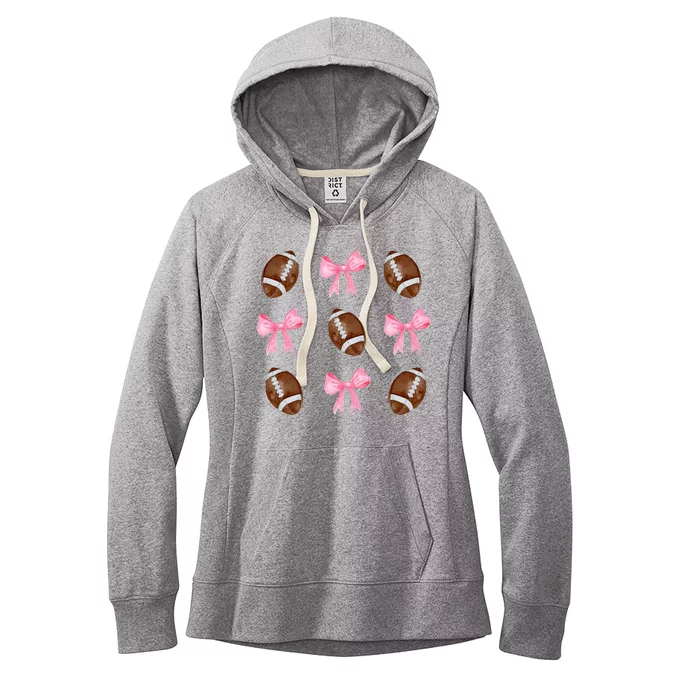 Football Pink Bow Festive Sport Lover Women's Fleece Hoodie