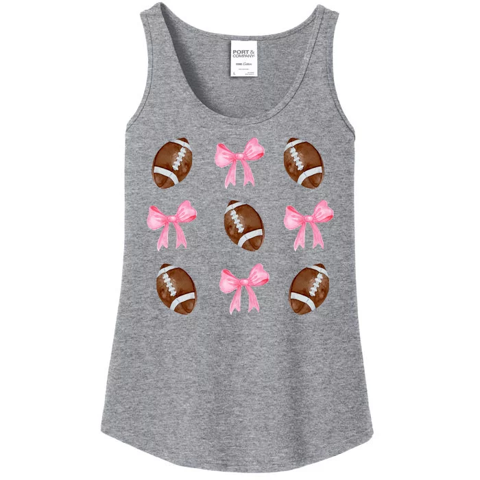 Football Pink Bow Festive Sport Lover Ladies Essential Tank