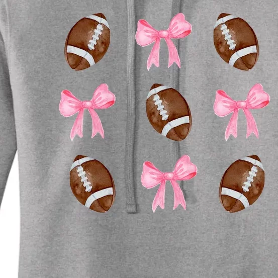 Football Pink Bow Festive Sport Lover Women's Pullover Hoodie