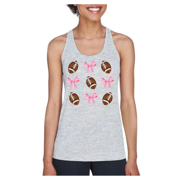 Football Pink Bow Festive Sport Lover Women's Racerback Tank