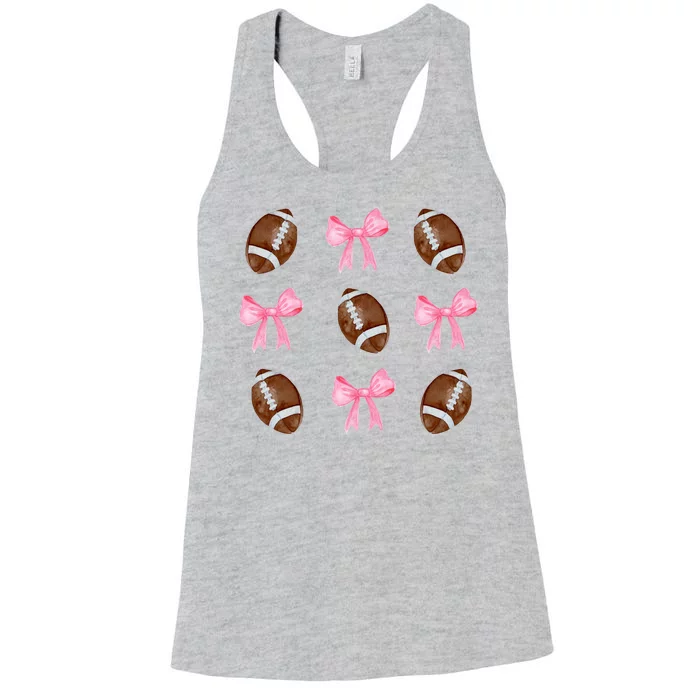 Football Pink Bow Festive Sport Lover Women's Racerback Tank