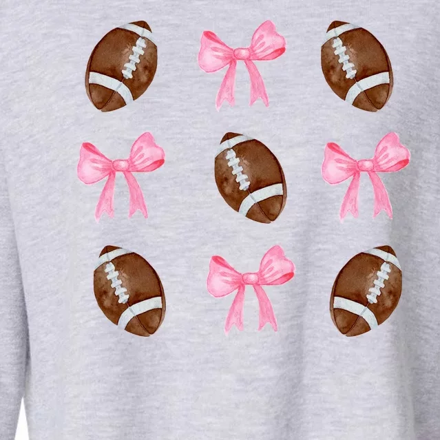 Football Pink Bow Festive Sport Lover Cropped Pullover Crew