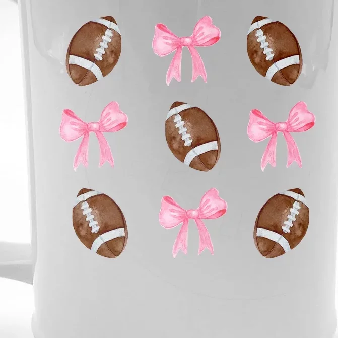 Football Pink Bow Festive Sport Lover Front & Back Beer Stein