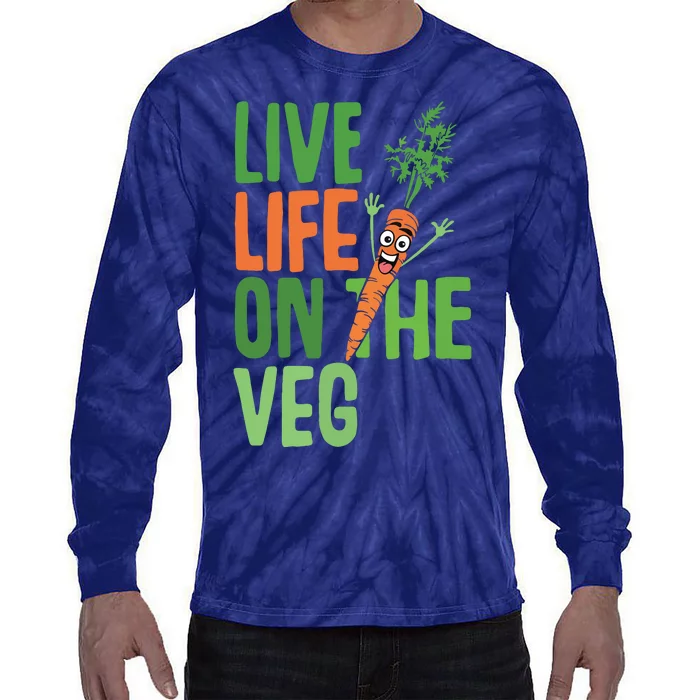 Funny Plant Based Design Carrot With Funny Vegan Slogan Tie-Dye Long Sleeve Shirt