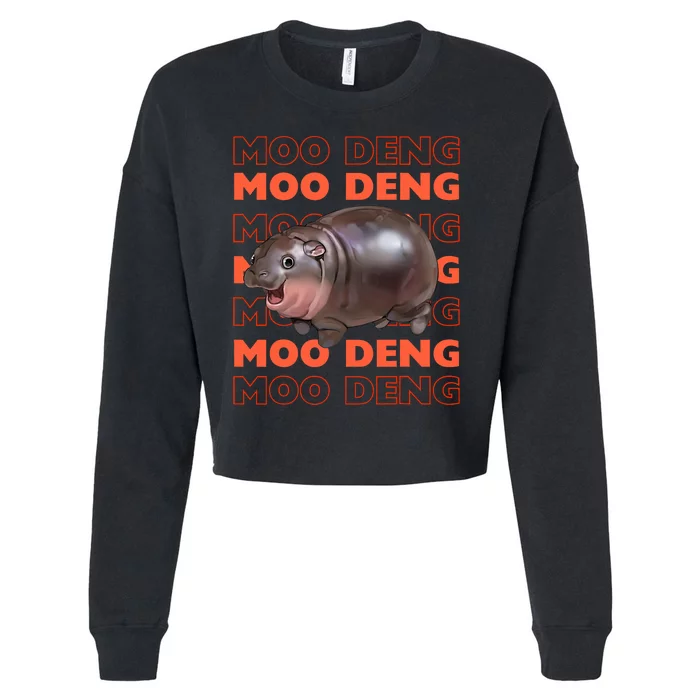 Funny Pygmy Bouncy Pig In Thai Costume Moo Deng Cropped Pullover Crew