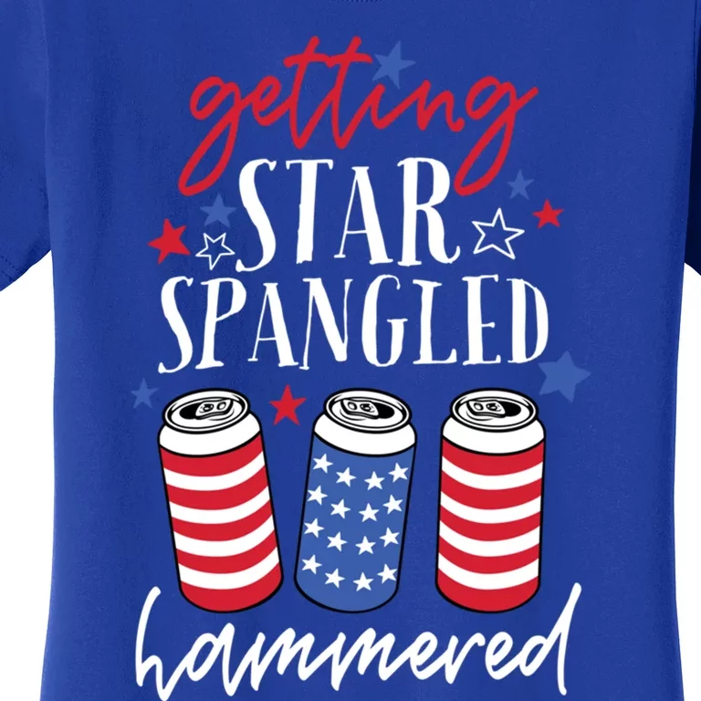 Funny Patriotic Beer Flag Getting Star Spangled Hammered Funny Gift Women's T-Shirt