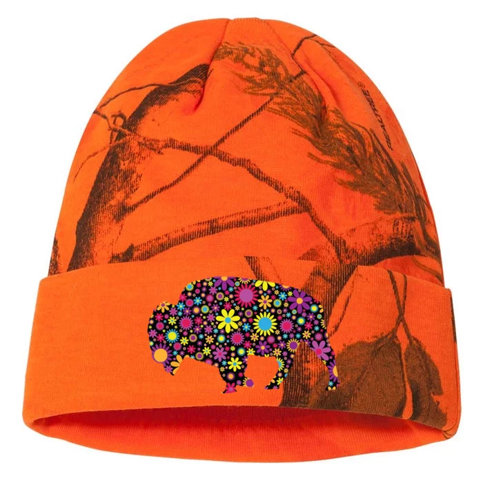 Flower Patterns Bison Buffalo Funny Kati - 12in Camo Beanie