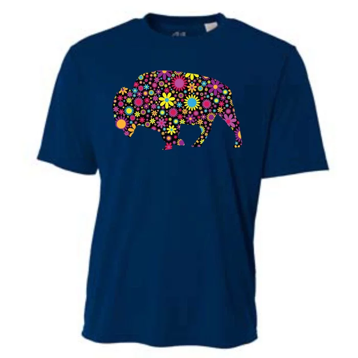 Flower Patterns Bison Buffalo Funny Cooling Performance Crew T-Shirt