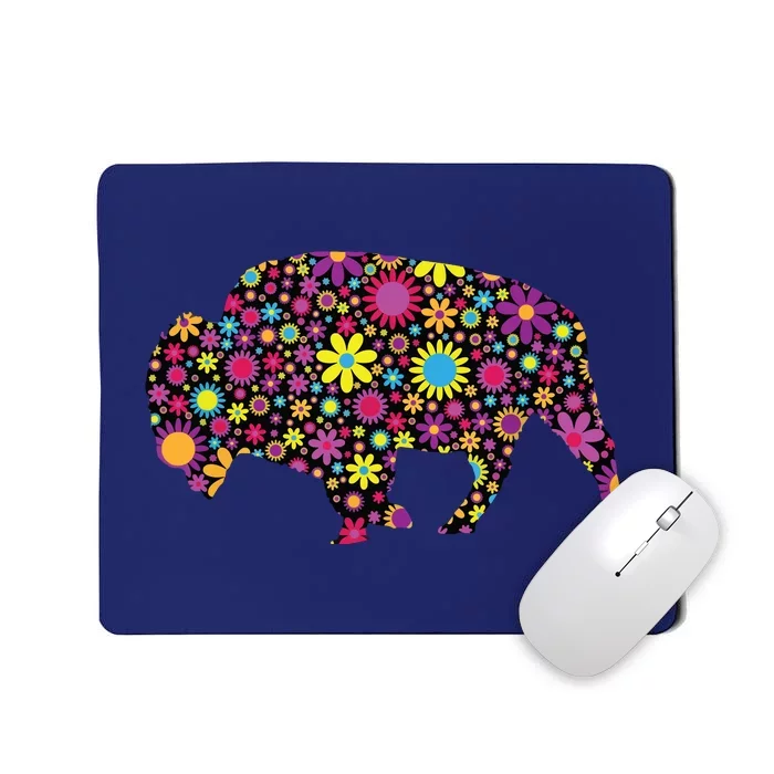 Flower Patterns Bison Buffalo Funny Mousepad