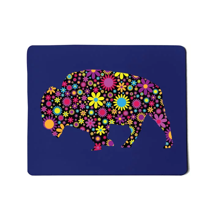 Flower Patterns Bison Buffalo Funny Mousepad