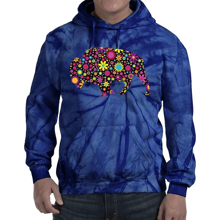 Flower Patterns Bison Buffalo Funny Tie Dye Hoodie