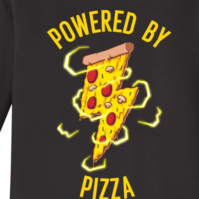 Funny Powered By Pizza Gift Cool Pizza Lover Baby Long Sleeve Bodysuit