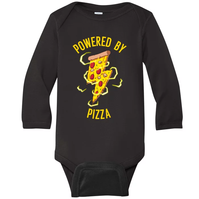 Funny Powered By Pizza Gift Cool Pizza Lover Baby Long Sleeve Bodysuit