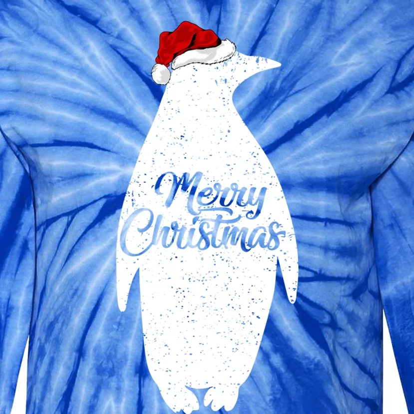 Funny Penguin Bird Lover Xmas Santa Hat Penguin Christmas Cute Gift Tie-Dye Long Sleeve Shirt