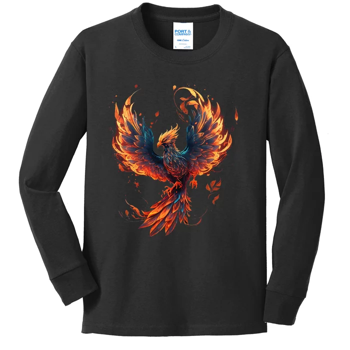 Fire Phoenix Bird Phoenix Reborn Firebird Phoenix Kids Long Sleeve Shirt