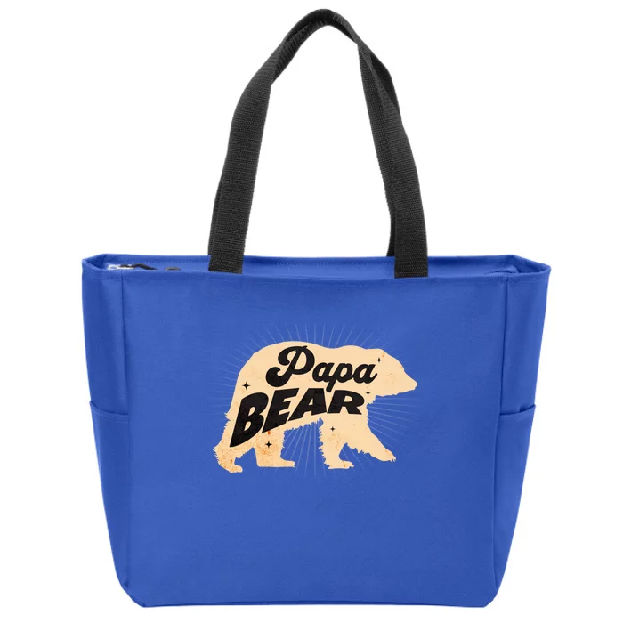 Funny Papa Bear Dad Animal Lover Dad Humor Gift Zip Tote Bag