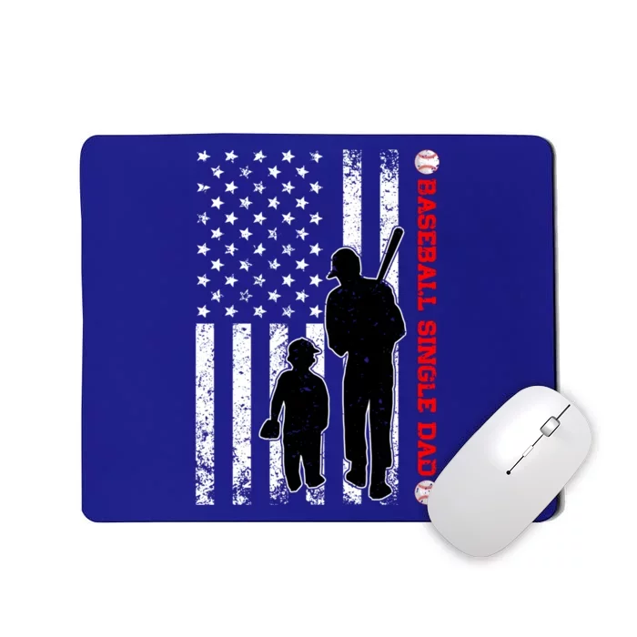 Funny Proud Baseball Single Dad American Flag Fathers Day Funny Gift Mousepad