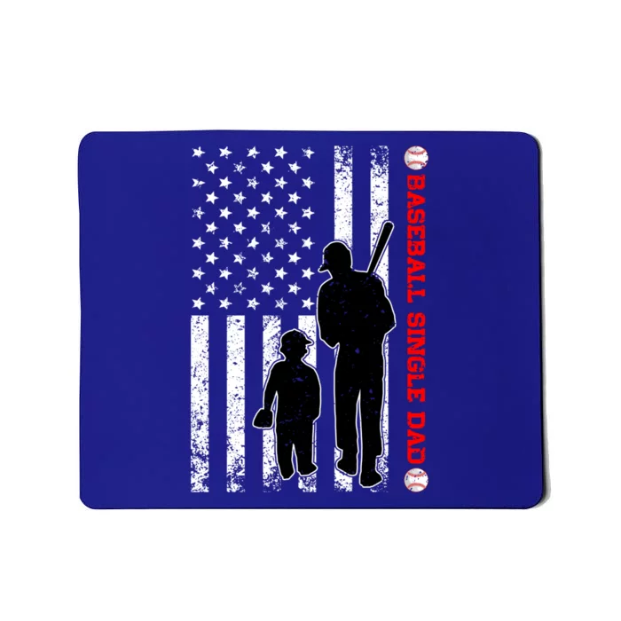 Funny Proud Baseball Single Dad American Flag Fathers Day Funny Gift Mousepad