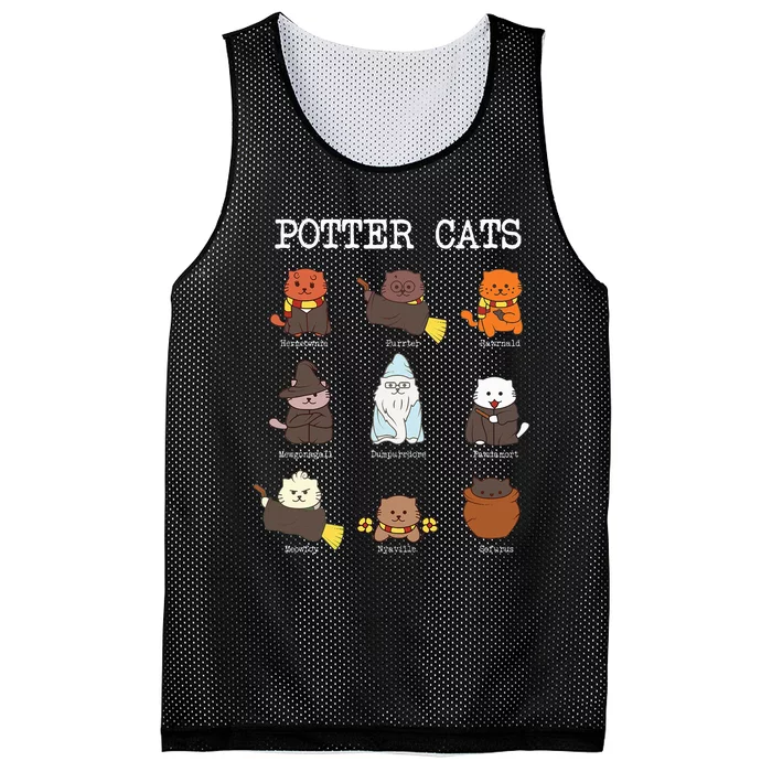 funny Potter Cats Gifts for Cat Lovers Mesh Reversible Basketball Jersey Tank