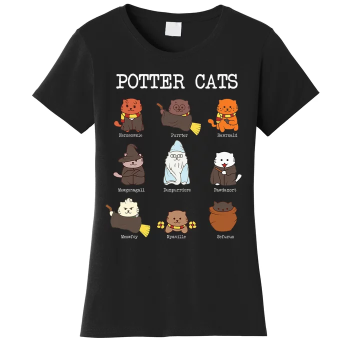 funny Potter Cats Gifts for Cat Lovers Women's T-Shirt