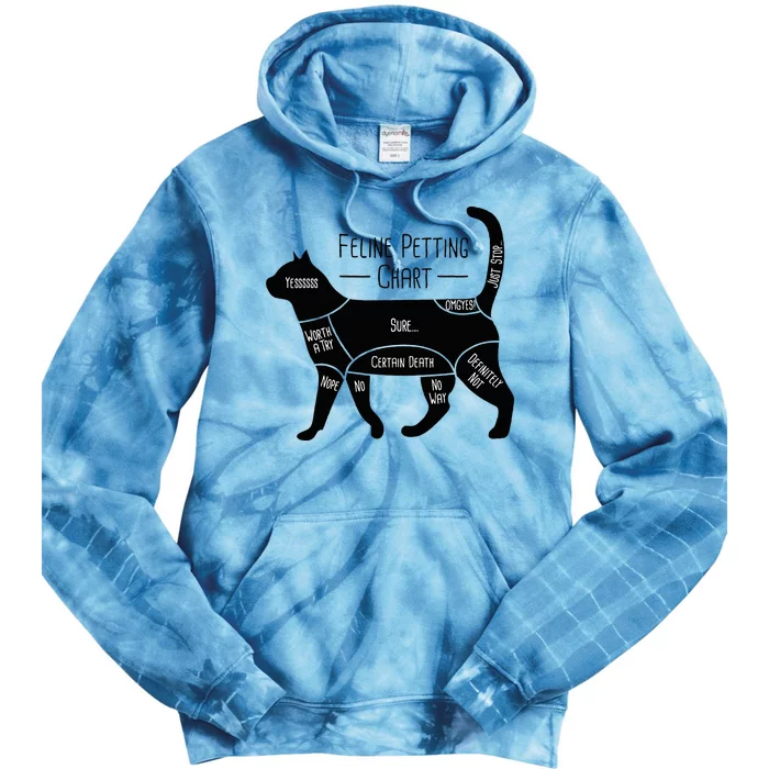 Feline Petting Chart Cat Owner Lover Tie Dye Hoodie