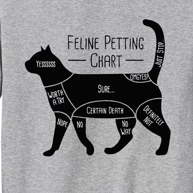 Feline Petting Chart Cat Owner Lover Tall Sweatshirt