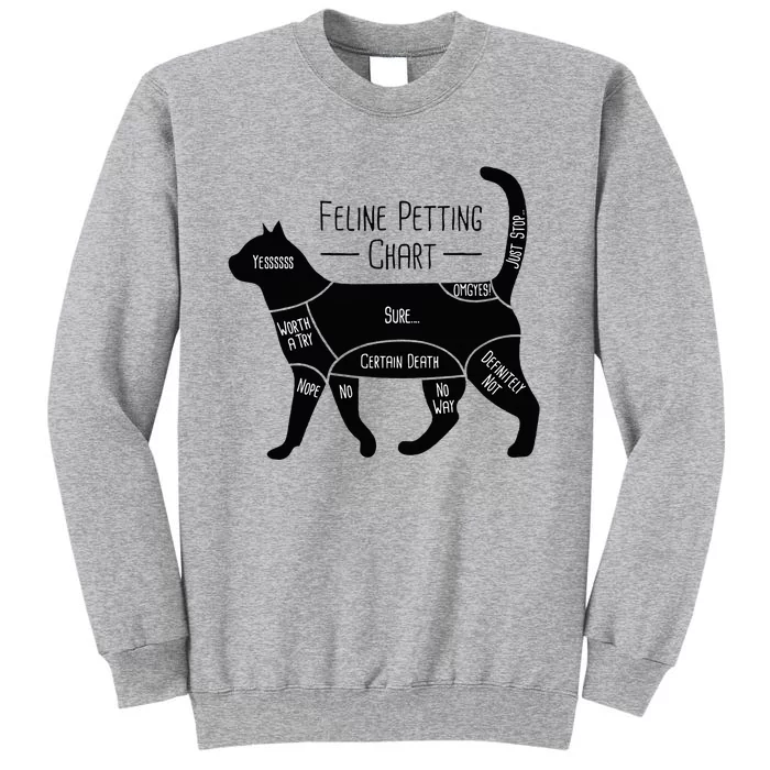 Feline Petting Chart Cat Owner Lover Tall Sweatshirt