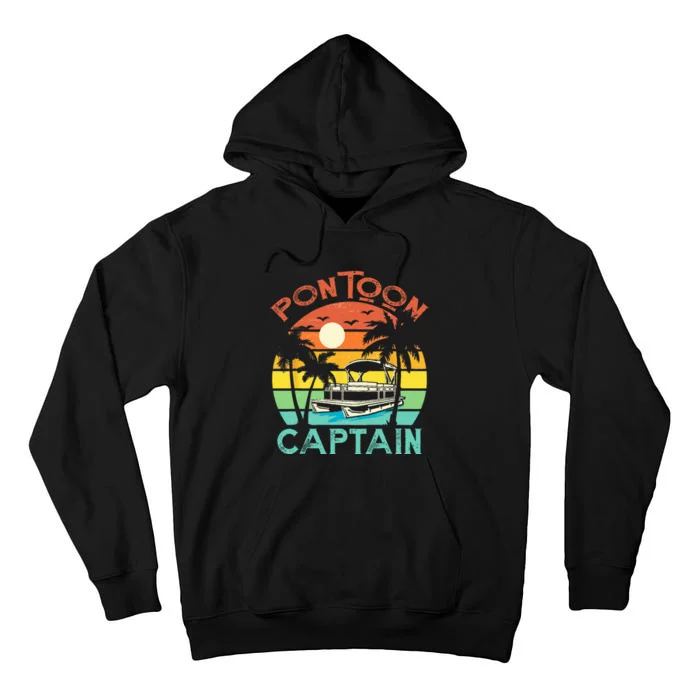 Funny Pontoon Captain Retro Vintage Style Pontoon Boat Tall Hoodie