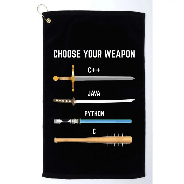 Funny Programmer Choose Your Weapon Gift For Devs Platinum Collection Golf Towel