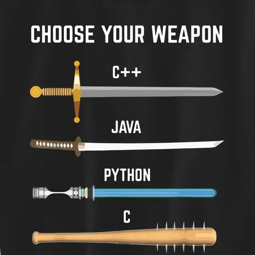 Funny Programmer Choose Your Weapon Gift For Devs Kids Sweatshirt