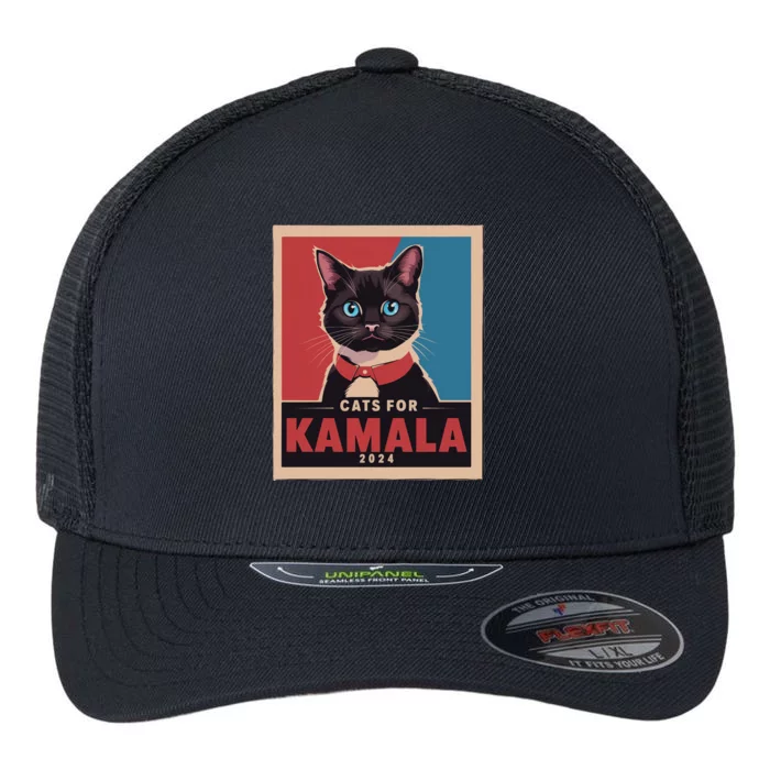 Funny Political Cats For Kamala Flexfit Unipanel Trucker Cap