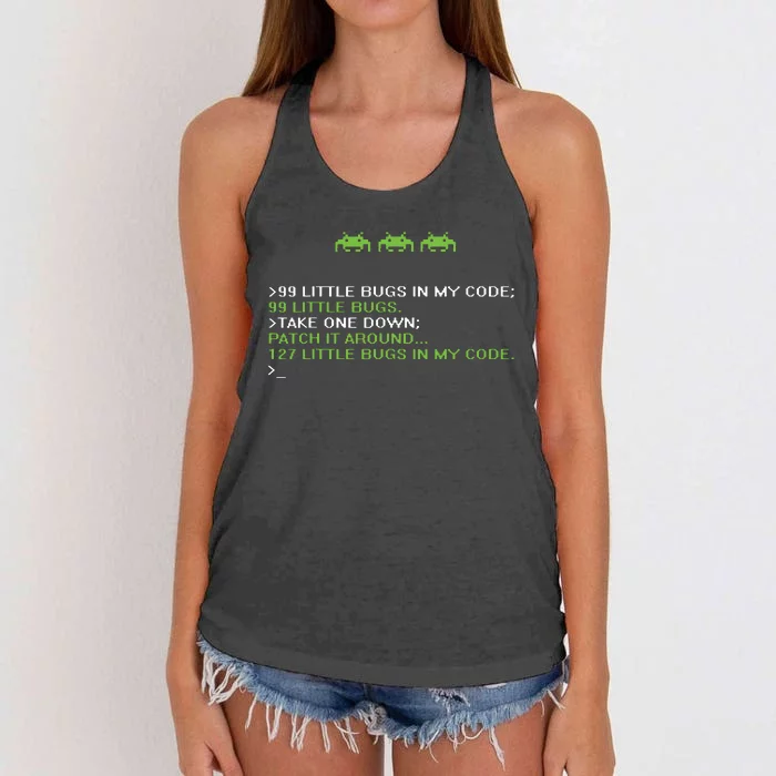 Funny Programmer Coding Debugger Hacker Computer Science Dev Women's Knotted Racerback Tank