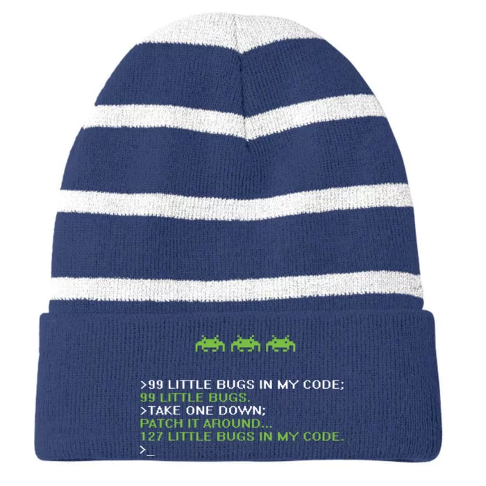 Funny Programmer Coding Debugger Hacker Computer Science Dev Striped Beanie with Solid Band