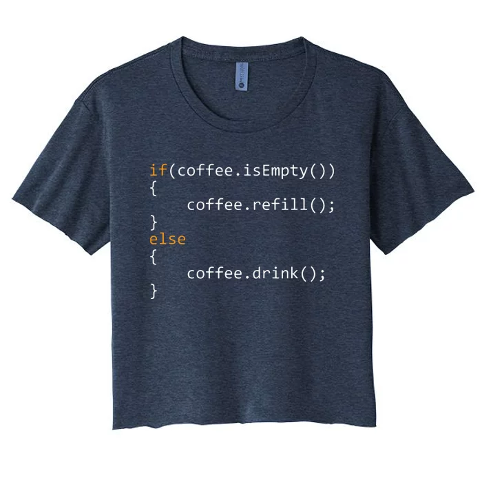 Funny Programmer Coffee Gift For Coders Women's Crop Top Tee