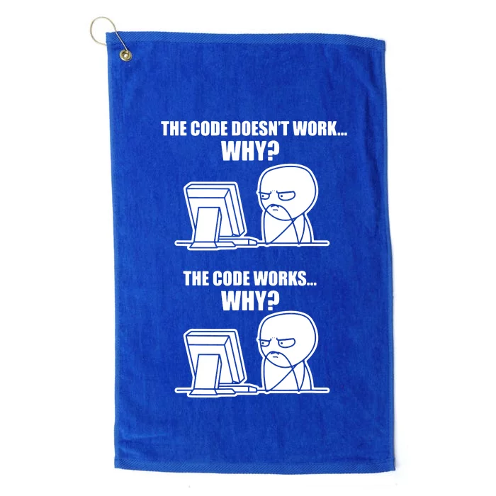 Funny Programmer Code Works Why Meme Tee Platinum Collection Golf Towel