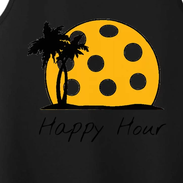 Fun Pickleball Cute Gift Happy Hour W/ Huge Pickleball Sunset Cute Gift Performance Tank