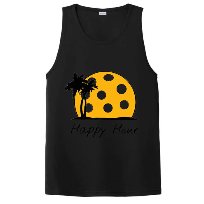 Fun Pickleball Cute Gift Happy Hour W/ Huge Pickleball Sunset Cute Gift Performance Tank