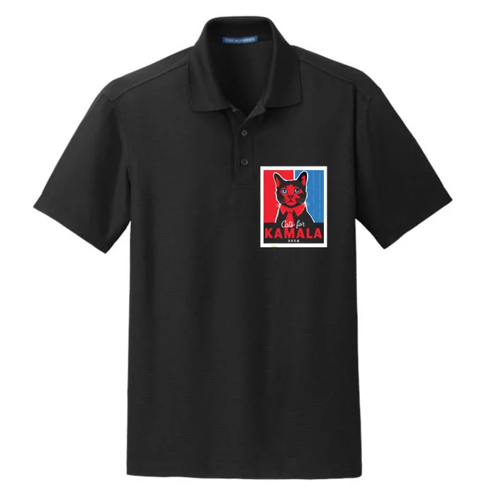 Funny Political Cats For Kamala Feline Lover Supporter Dry Zone Grid Performance Polo