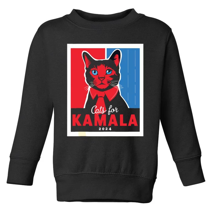 Funny Political Cats For Kamala Feline Lover Supporter Toddler Sweatshirt