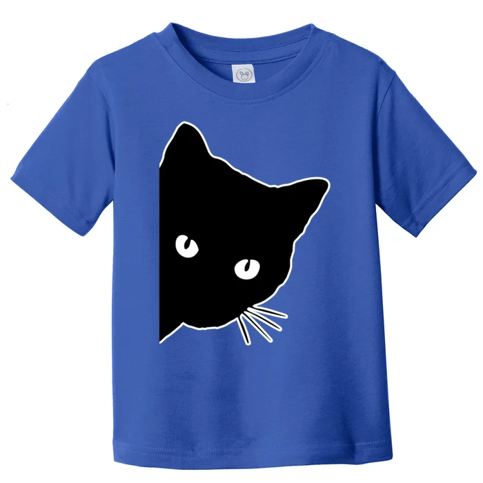 Funny Peeking Cute Black Cat Peekaboo Kitten For Cat Lovers Cool Gift Toddler T-Shirt