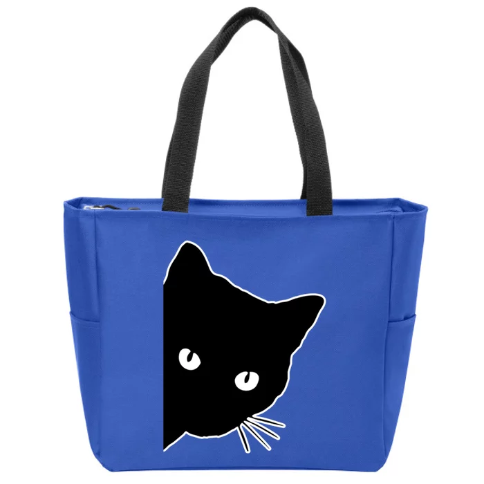 Funny Peeking Cute Black Cat Peekaboo Kitten For Cat Lovers Cool Gift Zip Tote Bag