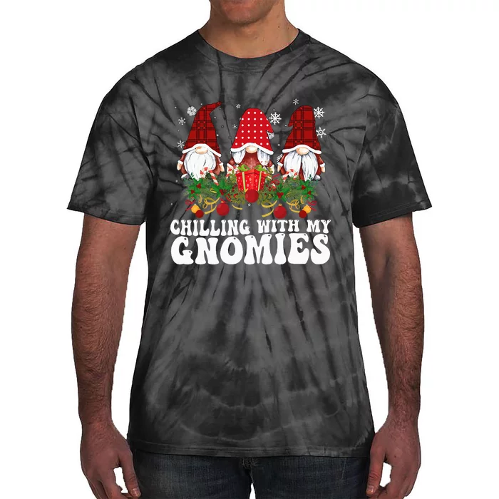 Festive Plaid Christmas Gnomes Spread Holiday Cheer Tie-Dye T-Shirt