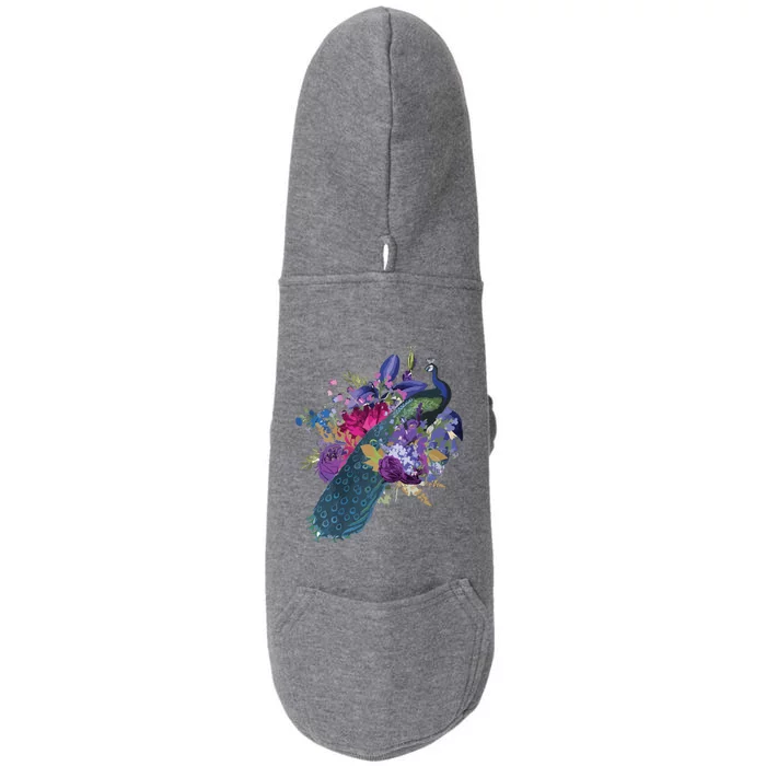 Floral Peacock Colorful Peacocks Boho Style Doggie 3-End Fleece Hoodie