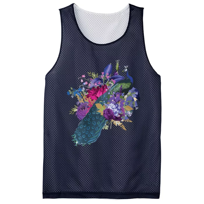 Floral Peacock Colorful Peacocks Boho Style Mesh Reversible Basketball Jersey Tank