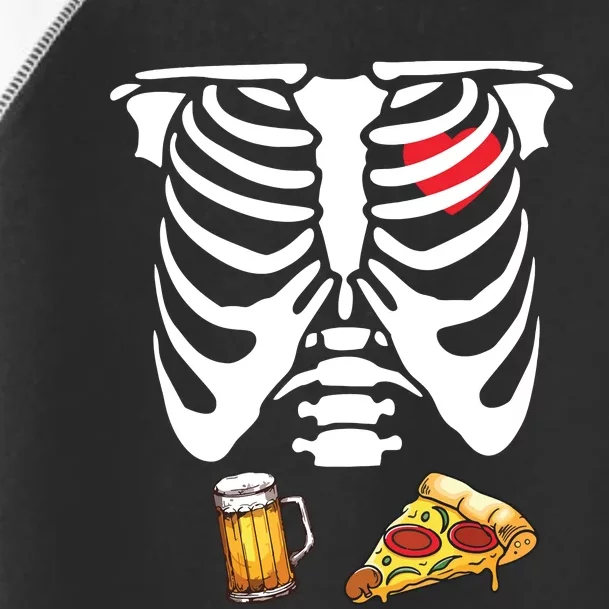 Funny Pregnancy Couple Dad Skeleton Halloween Beer Pizza Toddler Fine Jersey T-Shirt