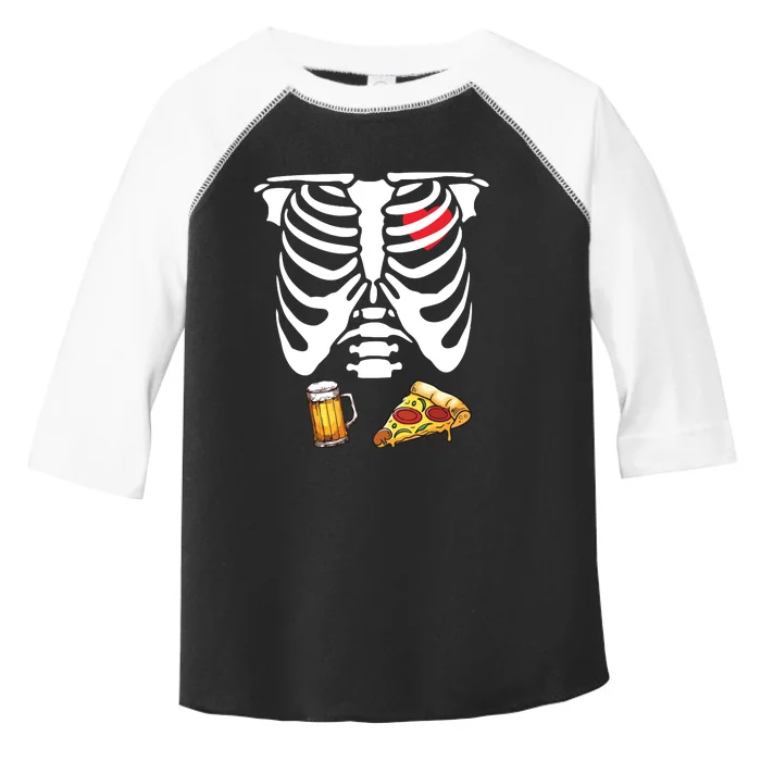 Funny Pregnancy Couple Dad Skeleton Halloween Beer Pizza Toddler Fine Jersey T-Shirt