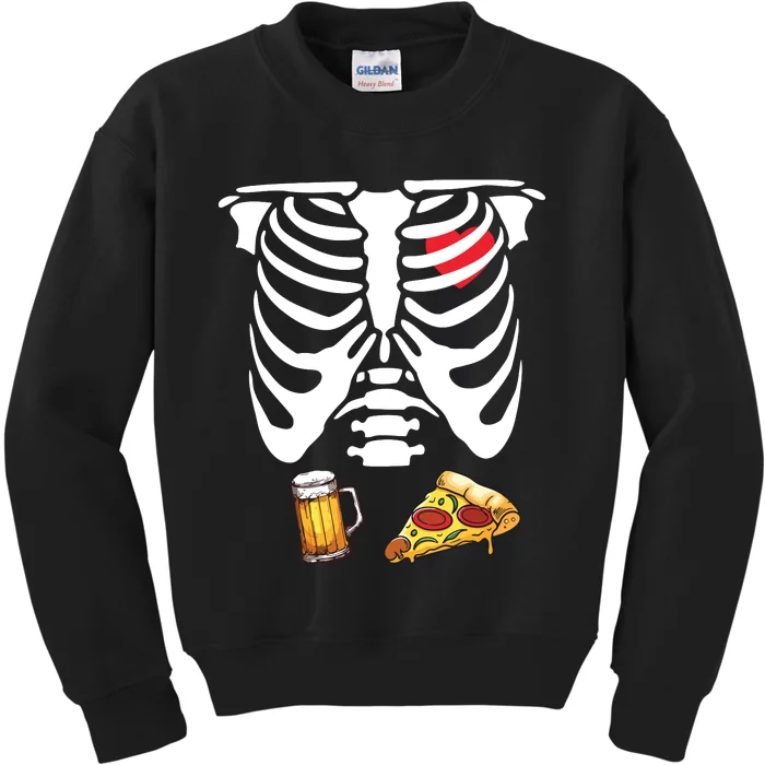 Funny Pregnancy Couple Dad Skeleton Halloween Beer Pizza Kids Sweatshirt