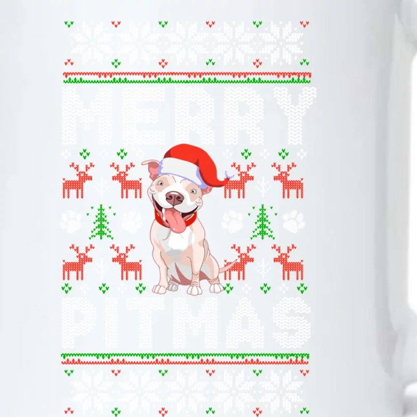 Funny Pitbull Christmas Merry Pitmas Ugly Sweater Cute Gift Black Color Changing Mug