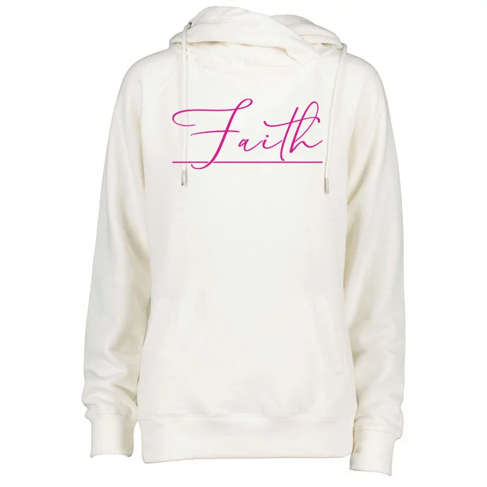 Faith Pink Christian Womens Funnel Neck Pullover Hood