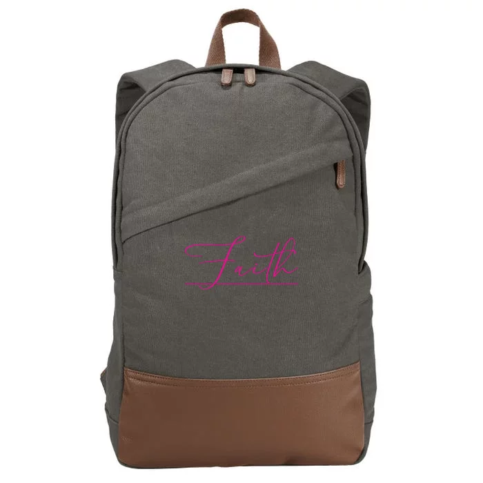 Faith Pink Christian Cotton Canvas Backpack